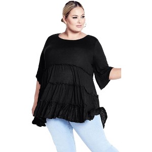 Avenue Women's Plus Size Tier Crush Tunic - 1 of 2