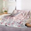 Christmas Throw Blanket for Couch Bed Sofa, Pink Gingerbread House with Snowman Heart Candy, Flannel Blanket Christmas Decor Xmas Gifts. - 2 of 4