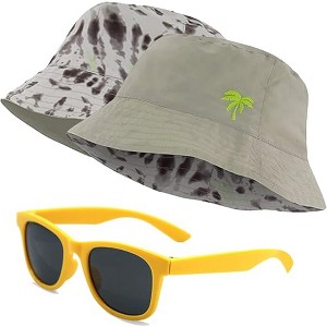 Kids Bucket Hat for Girls & Boys, Packable Fun & Cool Reversible Beach Sun Teen Toddler Bucket Hat with Sunglasses 3-14Y - 1 of 4
