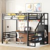 Whisen Full Size Metal Loft Bed with Desk and Convertible Storage Staircase and Small Wardrobe - 3 of 4