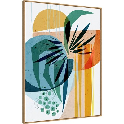 32" x 42" Summer Tropics by Ishita Banerjee Framed Canvas Wall Art Print - Amanti Art: Modern Lithograph, Polystyrene Frame