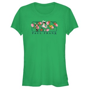 Junior's Women Paul Frank Julius the Monkey and Bunny Girl Flower Scene T-Shirt - 1 of 4