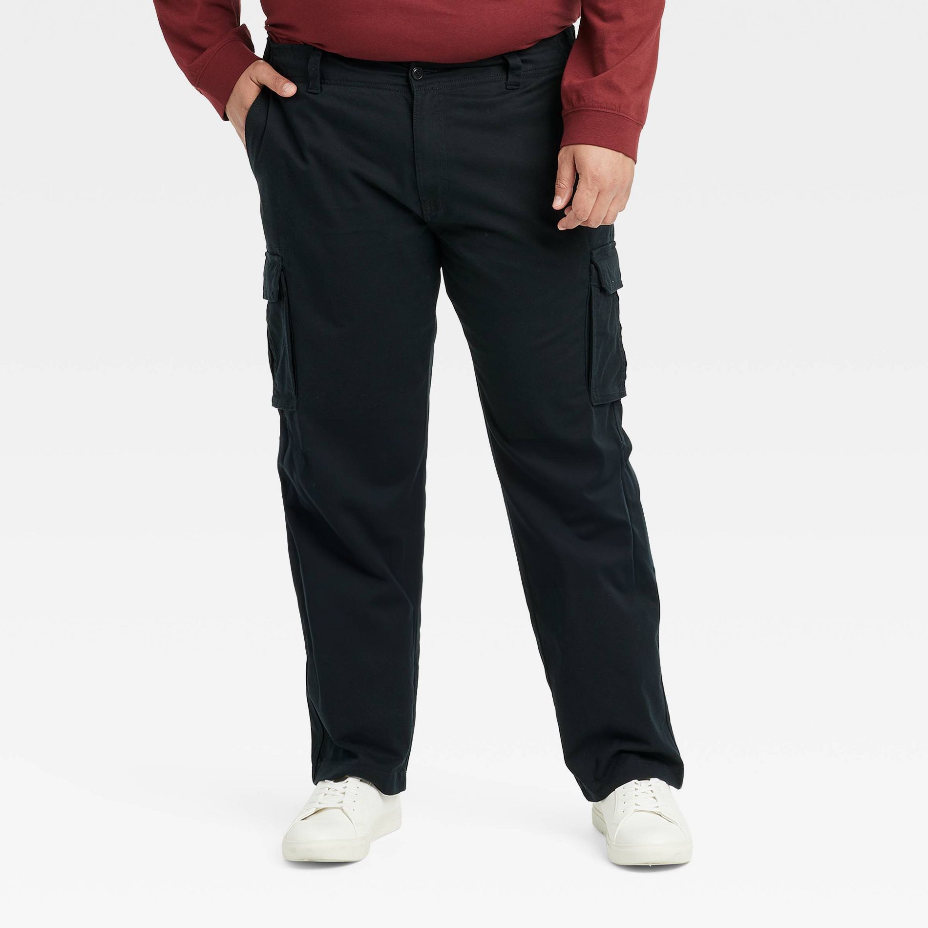 Men's Big & Tall Straight Fit Cargo Pants - Goodfellow & Co™ Black 46x32
