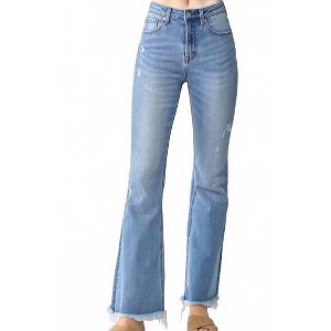 Women's Wo's High Ride Vintage Frayed Hem Bootcut Jeans - RISEN 2X - 1 of 3