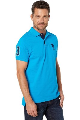 U.S. Polo Assn. Men's Short-Sleeve Polo Shirt with Applique, Casual Summer Slim Fit Polo Shirt with Contrast Color