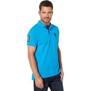 U.S. Polo Assn. Men's Short-Sleeve Polo Shirt with Applique, Casual Summer Slim Fit Polo Shirt with Contrast Color - 1 of 1