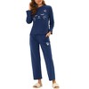 cheibear Women's Lounge Cute Cat Long Sleeve Tops with Pants Pajama Set - 2 of 4