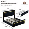 AMERLIFE Upholstered Platform LED Bed Frame with 4 Storage Drawers, Adjustable Headboard with Vertical Channel Design - 3 of 4