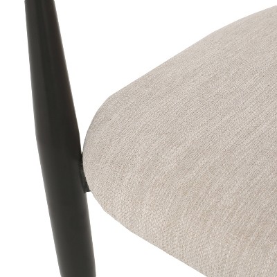 Elmore Beige Upholstered Dining Chairs with Black and Gold Iron Frame, Set of 2