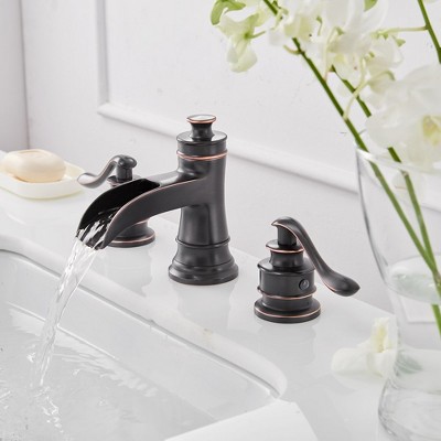 Oil Rubbed Bronze 8-Inch Widespread Double Handle Bathroom Faucet