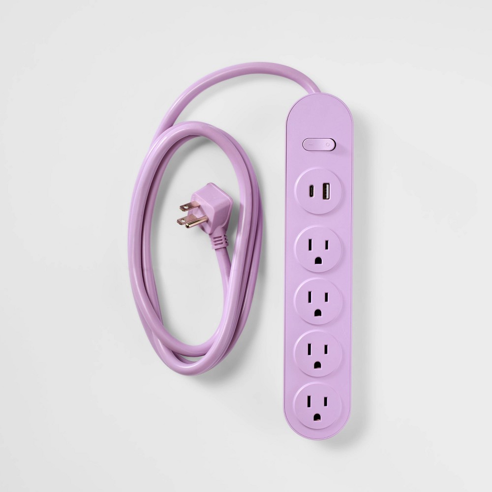 Photos - Surge Protector / Extension Lead 4 Outlet Power Strip 6' Cord with USB Purple - Heyday™