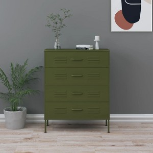 vidaXL Chest of Drawers Olive Green 31.5Inchx13.8Inchx40Inch Steel - 1 of 4
