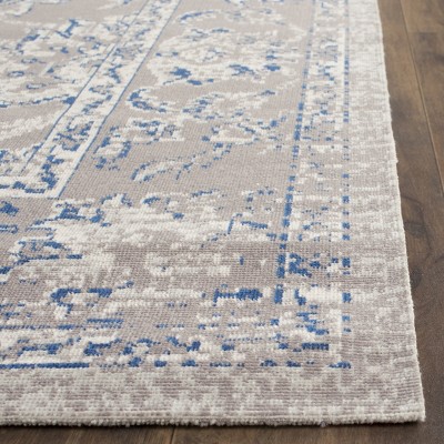 Reversible Flat-Woven Cotton Blend Rug in Taupe & Blue