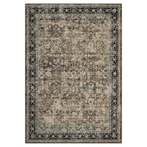Washable Vintage Floral Distressed Rug Non Slip Low Pile Rug Soft Throw Floor Cover Foldable Indoor Carpet for Living Room Bedroom - 1 of 4