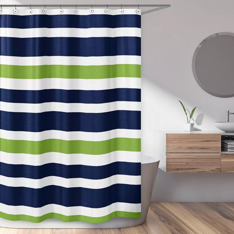 Striped Shower Curtain Green, Blue And Green Striped Shower Curtain