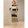 INSPIRE CHIC Women's Striped Long Sleeve Casual Work Ribbed Knit Bodycon Sweater Dress - 2 of 4