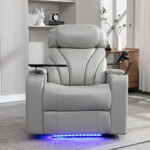Power Motion Recliner Chair Armchair With Bluetooth Speaker,USB Ports,Cupholder,LED Light,Rotating Coffee Table,Phone Holder-Cuddlewood - 1 of 4