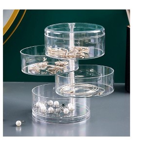 MPM 4 Tier Rotatable Organizer With Lid, Acrylic Jewelry Holder, Rotating Accessories Container, Clear Storage Tray for - 1 of 4