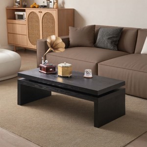 Rectangle Wood Coffee Table,47" Mid Century Modern Farmhouse Wooden Coffee Tables for Living Room Natural Solid Firwood Tabletop-Cuddlewood - 1 of 4