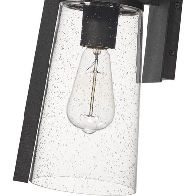 Black Aluminum Outdoor Wall Light with Clear Seeded Glass Shade