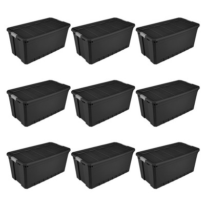 Sterilite Plastic Storage Containers 3 PC 50 Gallon Large Box Stacking Case Black