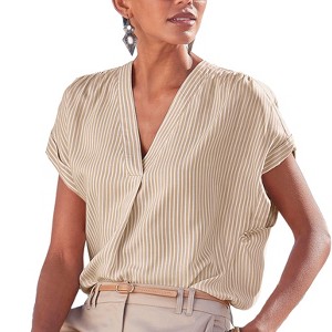 Women's Printed V-Neck Blouse Shirt - LASCANA - 1 of 4