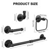 Itopfox 4 Piece Industrial Pipe Bathroom Wall Mount Accessories Kit Includes 18 inch Towel Bar Towel Ring Robe Hook and Paper Holder - 2 of 4