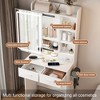 Small Vanity Desk with Mirror and Lights, Makeup Vanity Table with Power Outlet & 2 Drawers & 6 Shelves & Stool - 4 of 4