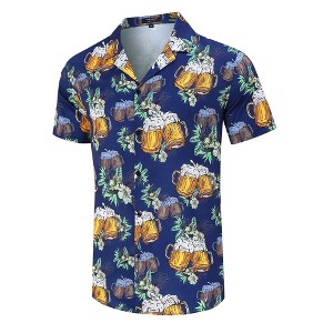 Clearlove Men's Hawaiian Shirt Short Sleeves Printed Button Down Summer Beach Dress Shirts - 1 of 4