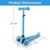 MOVSSOU Kids Scooter Kick Scooter 3 Wheel Adjustable Height Light up LED Wheels Ages 3-12 Blue - 2 of 4