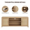 Boho Rattan TV Stand for 75 Inch TV, 66 Inch Oak Entertainment Center with Adjustable Shelves, Mid-Century Modern for Living Room - 4 of 4