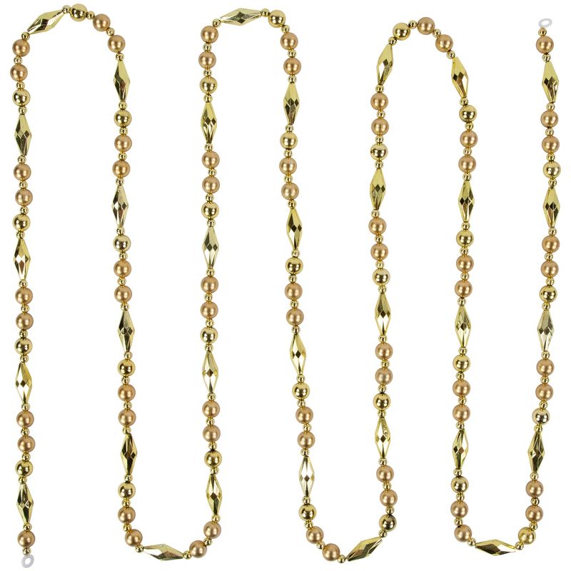 Northlight 9' Shiny and Matte Gold Beaded Christmas Garland, Unlit, 1 of 7