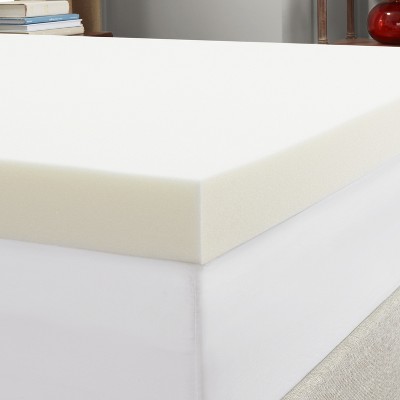 'Queen 4'' Memory Foam Mattress Topper White - Authentic Comfort , Beige'
