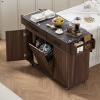 Coolbibila-Kitchen Island With Trash Can Storage Cabinet, Kitchen Cart With Drop Leaf, Towel Rack And Drawer, Rolling Kitchen Island On Wheels - 3 of 4