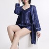 LECHERY Women's Lustrous Silky Shiny Satin 3-piece Pajama Set - 4 of 4