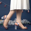 Perphy Women's Clear Slingback Rhinestone Peep Toe Block Sandal Heels - 2 of 3