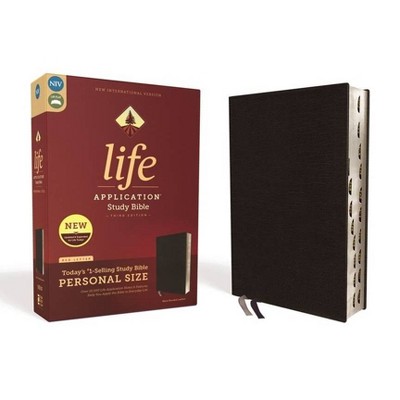 Niv, Life Application Study Bible, Third Edition, Personal Size, Bonded Leather, Black, Indexed, Red Letter Edition - by  Zondervan (Leather Bound)