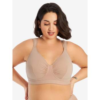 Leading Lady The Marlene - Silky Front-closure Comfort Bra In Beige, Size:  50dd/f/g : Target