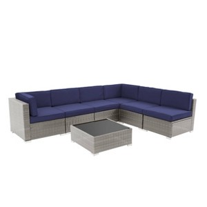 GODEER 7pc Wicker Outdoor Conversation Set - 1 of 4