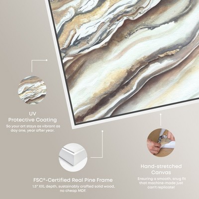 Neutral Abstract Canvas Wall Art with White Frame, 46" x 31"