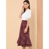 INSPIRE CHIC Women's Chiffon Elastic Waist Ruffle Tiered Flowy Midi Floral Printed Skirts - 4 of 4