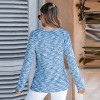 Women's Blue Marled Knit Long Sleeve Tee - Cupshe - image 3 of 4