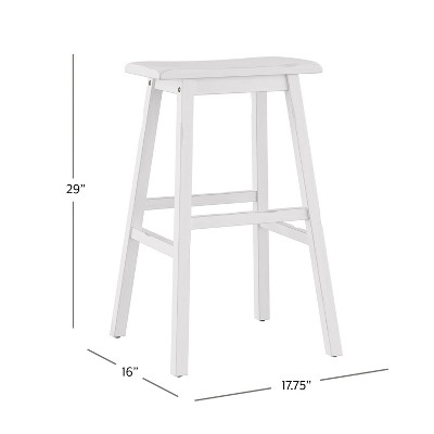 Sea White Wood Saddle Seat Backless Swivel Bar Stool