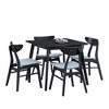 Oversart (1 Table with 4 Chairs)Wooden Dining Table Set, Modern Simple Design Square Kitchen Table and Fabric Dining Chairs BLACK - 4 of 4