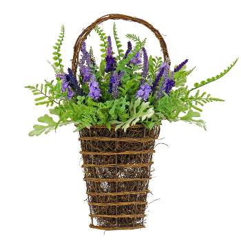 20" Artificial Astilbe and Fern Wall Basket - National Tree Company