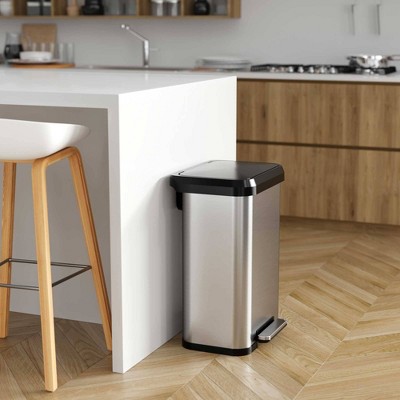 Fingerprint Resistant Brushed Stainless Steel Step Trash Can
