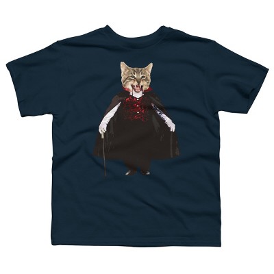 Boy's Design By Humans Catcula Cat Kitten Dracula Cute Funny Halloween t shirt By JOHANNESART T-Shirt