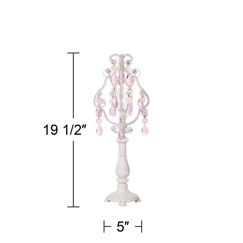 Regency Hill Traditional Chandelier Accent Table Lamp 19 1/2" High Antique White Pink Clear Faux Crystal for Living Room Bedroom, 4 of 7