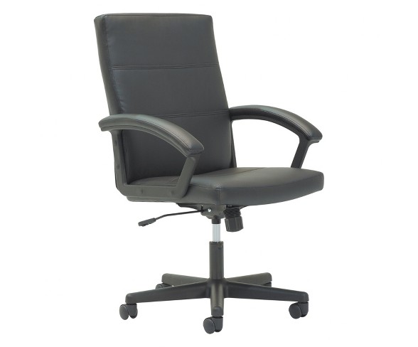 OIF Executive Mid-Back Chair, Fixed Curved Loop Arms, Black