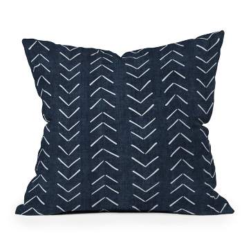 Becky Bailey Mud Cloth Big Arrows Square Throw Pillow Navy Blue - Deny Designs